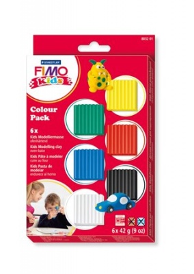 Gyurma készlet, 6x42 g, égethető, FIMO "Kids Color Pack", 6 alapszín